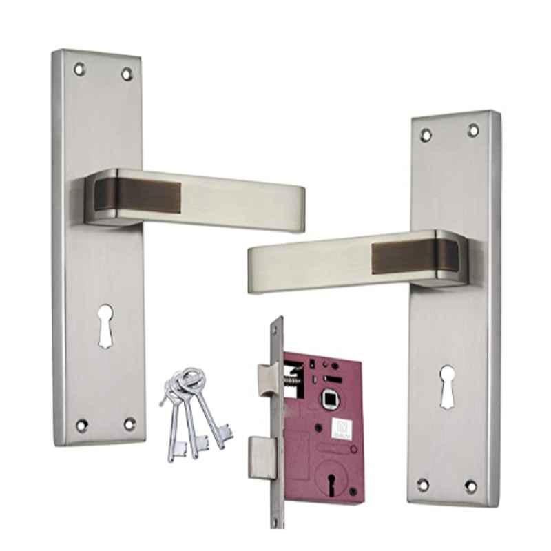 Shrida 403 Stainless Steel Silver Polished Mortise Lock Set with 3 Keys