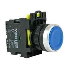 Yokins 22mm 220V 10A 1NO Blue Push Button with Spring Return, EB2M-A-10-B