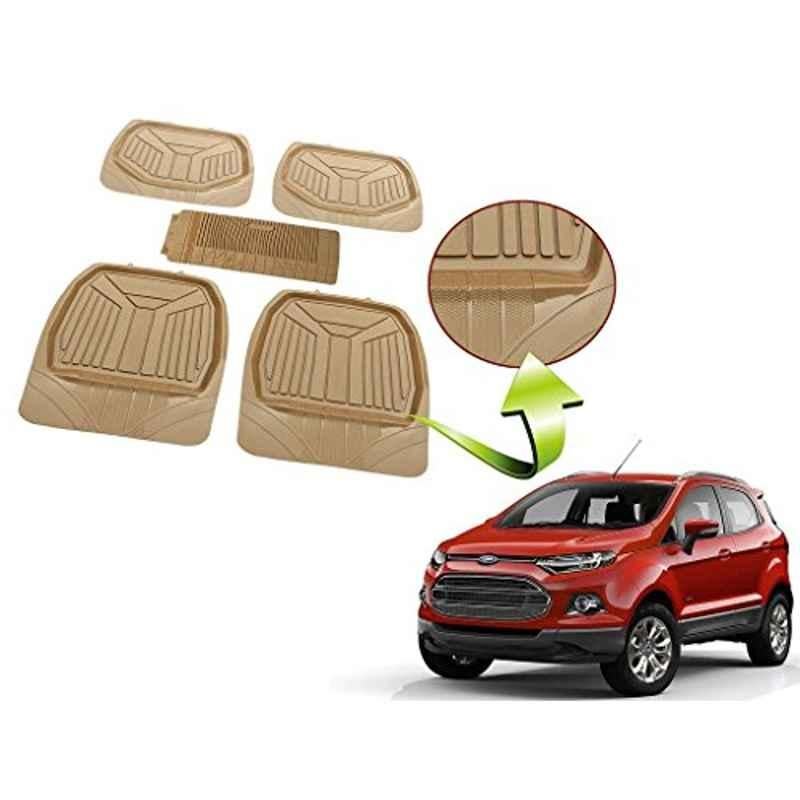 Kozdiko 5 Pcs Rubber Beige 3G Rubber Mat Set for Ford Figo