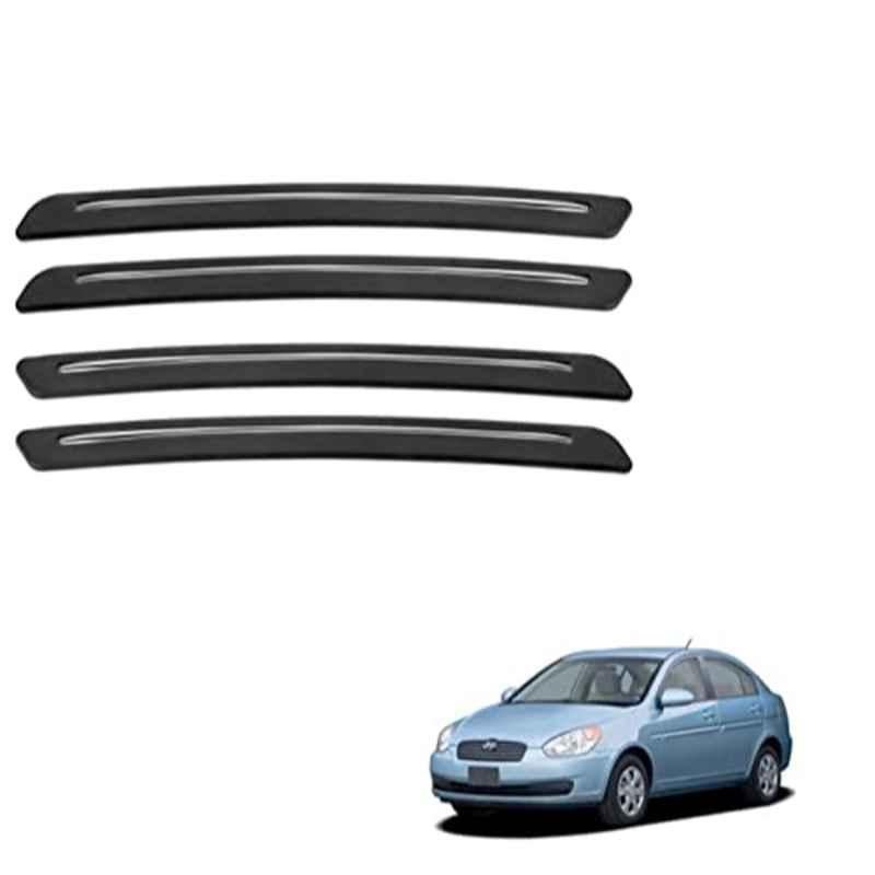 Kozdiko 4 Pcs Rubber Black Car Bumper Protector Set with Chrome Strip for Hyundai Old Verna