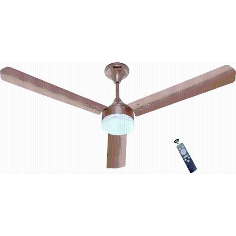 Airelec Gloria Stylo 28W 350rpm 5 Star 3 Blade 0.5W LED BLDC Ceiling Fan with Remote & 2 Years Warranty Sweep: 1200 mm, Metallic Golden, AIRCFH1-02