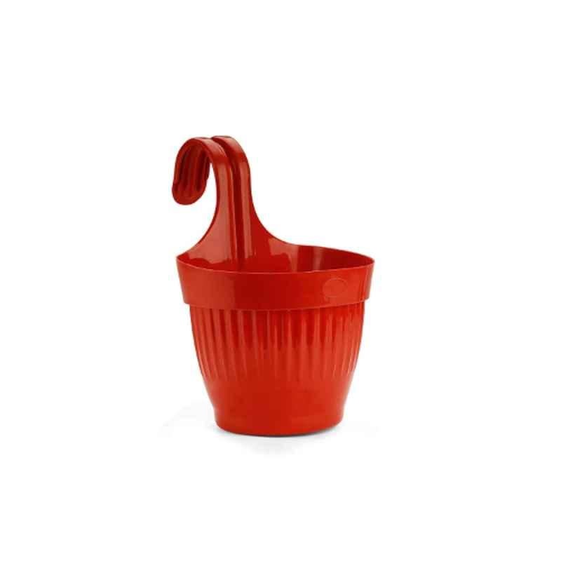 Gardens Need 11.5x18x26.5cm 100% Virgin Plastic Dzire Pot-07 Red Hanging Planter, (Pack of 5)
