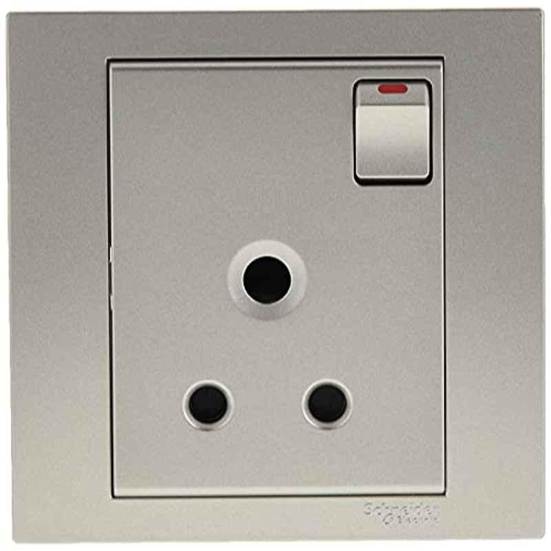 Schneider Vivace 13A 220V 1 Gang Polycarbonate Aluminium Silver Single Switched Socket