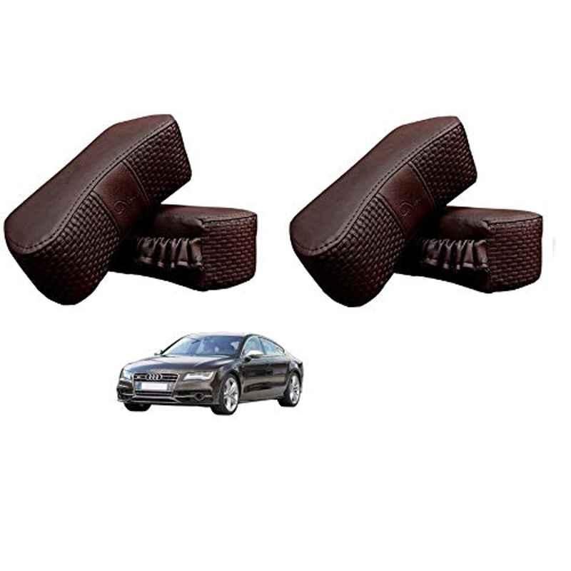 Kozdiko 4 Pcs CV Designer Cola Leatherite Neck Rest Car Cushion Pillow Set for Audi NA