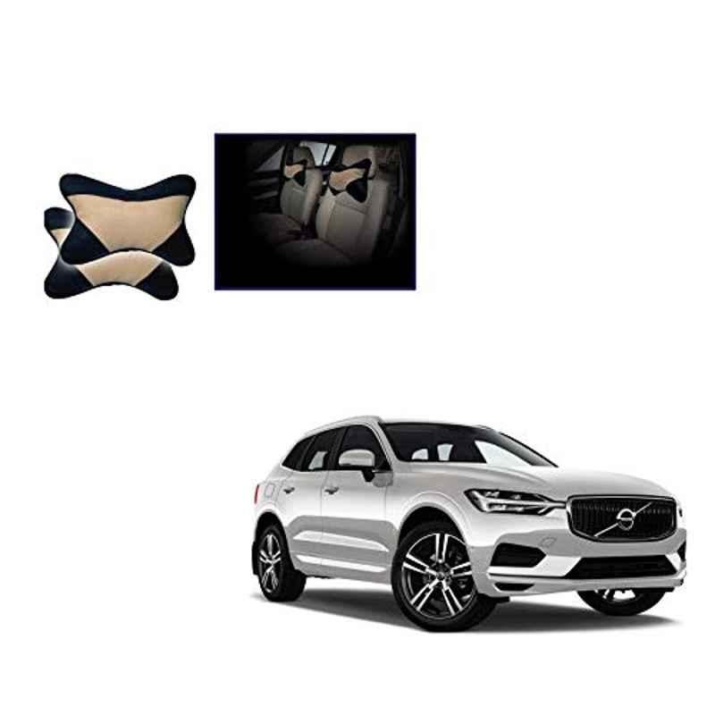 Kozdiko 2 Pcs Memory Foam Beige & Black Car Neck Rest Cushion Pillow Set for Volvo XC60