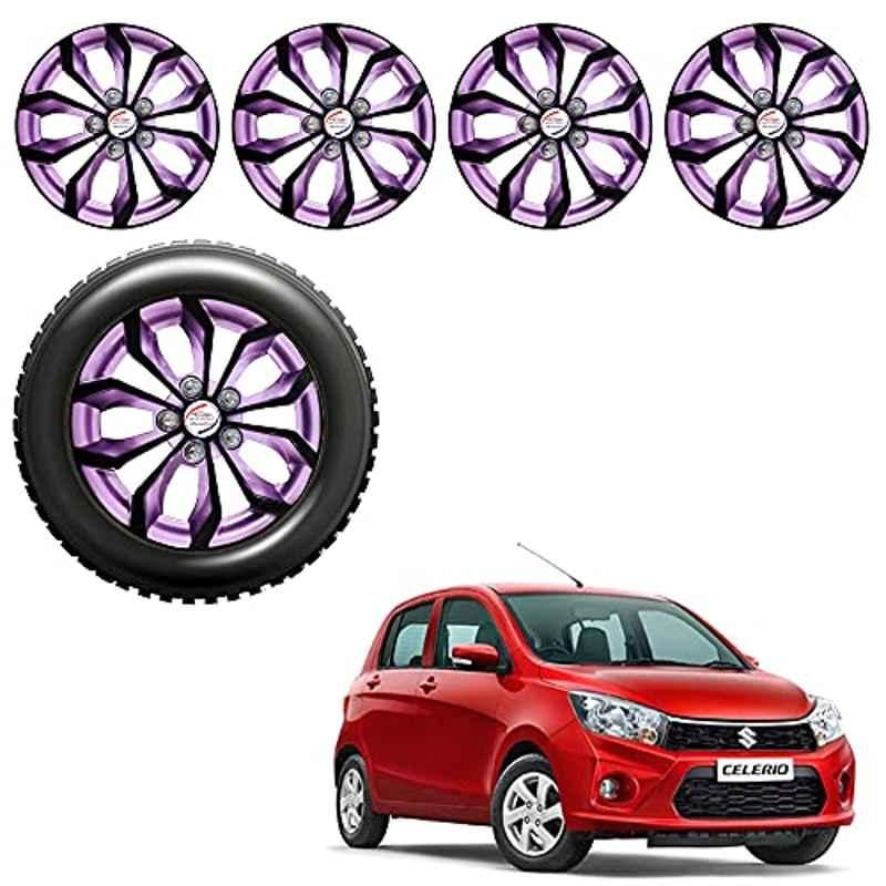 Auto Pearl 4 Pcs 13 inch ABS Black & Violet Car Wheel Cover Set for Maruti Suzuki Celerio LXI