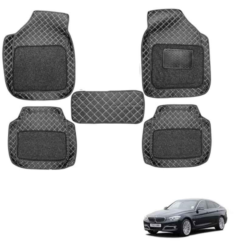 Kozdiko 5 Pcs Waterproof & Luxury 7D Black Leatherette Car Floor Mat Set for BMW 3GT Series