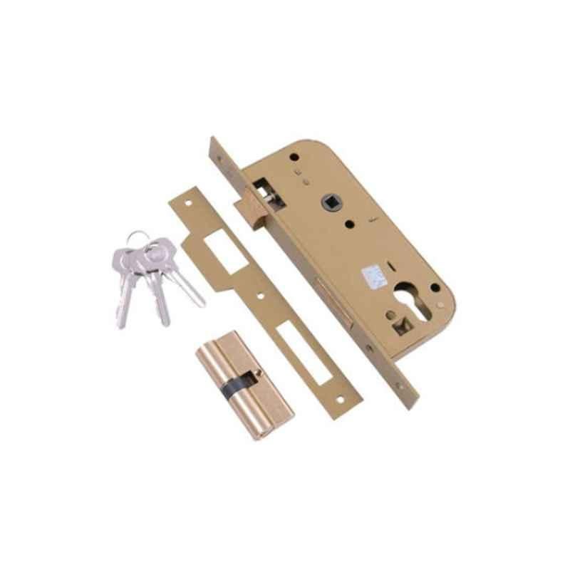 Yale Gold Cylinder Mortice Lock with Nickel Keys, 684823AC