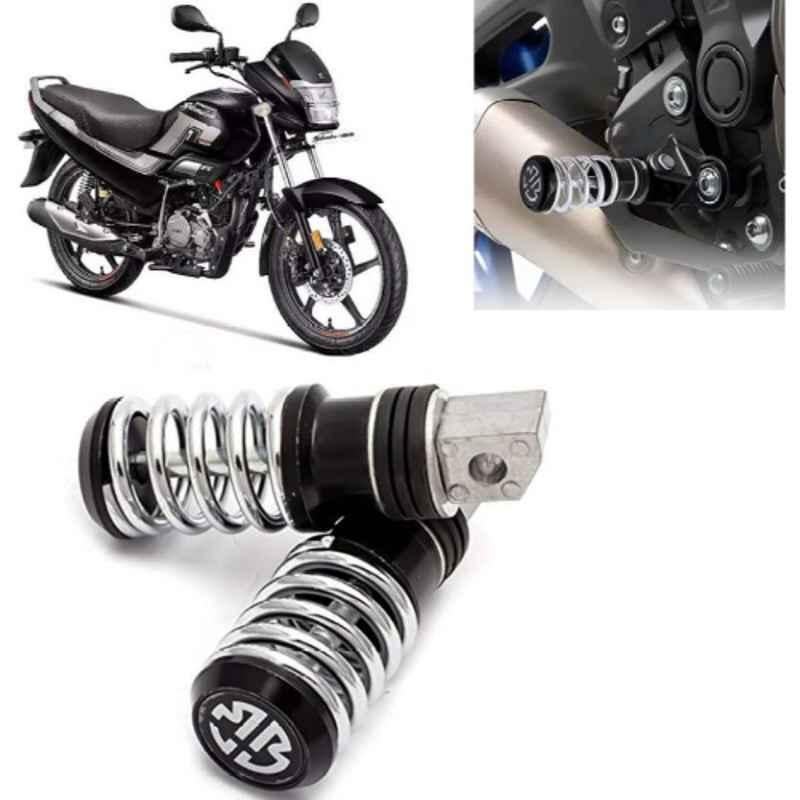 Auto Pearl 2 Pcs Steel Black Foot Rest Spring Coiled Set for Super Splendor