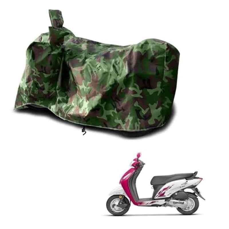 Kozdiko Polyester Jungle Print Waterproof Bike Body Cover with Mirror Pockets & Buckle Belt for Honda Activa I