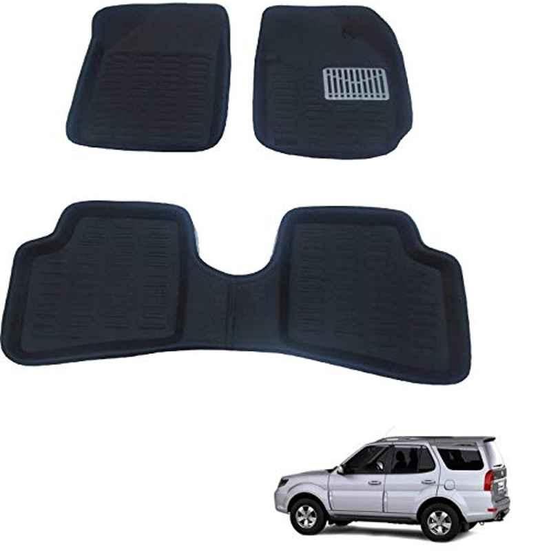 Kozdiko 3D Black Car Foot Mat Set for Tata Safari Grand Dicor, koz_88310