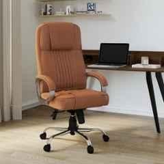 RM HOME Kinetic Z PU Leather High Back Brown Ergonomic Revolving Chair