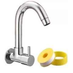 Senkiddpro Prime Brass Chrome Finish Wall Mounted 360 Degree Moving Sink Tap with Teflon Tape