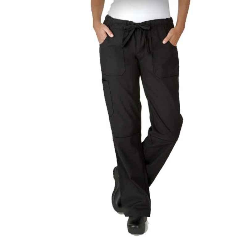 Superb Uniforms Polyester & Cotton Black String Elastic Chef Trouser for Women, SUW/B/CP017, Size: 30 inch