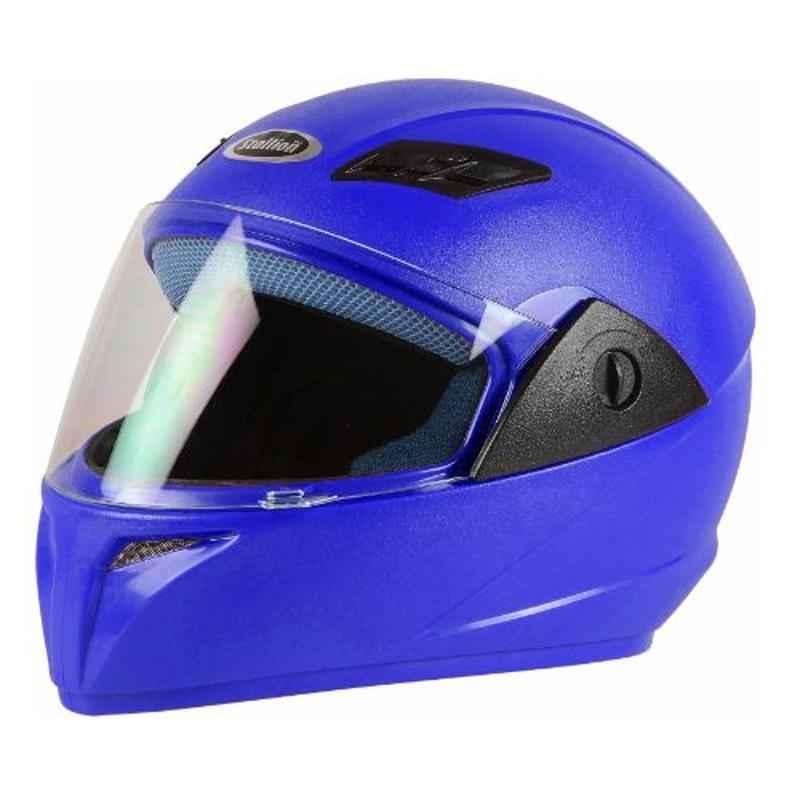Stallion BLK Vento Plus Blue Full Face Bike Helmet, Size: M