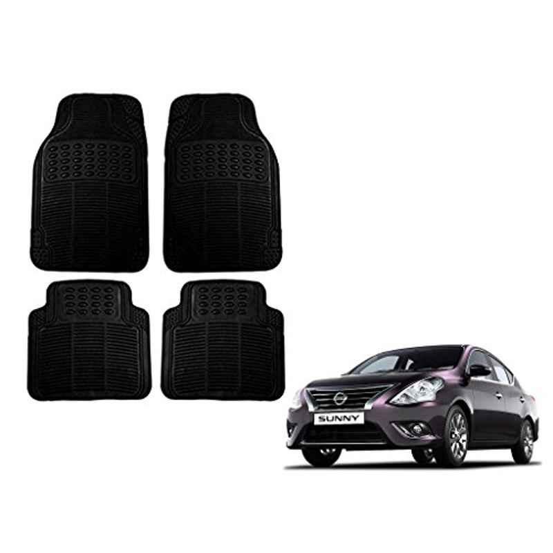 Kozdiko 4 Pcs Black Rubber Car Mat Set for Nissan Sunny