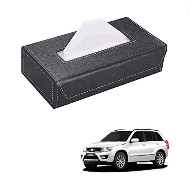 Kozdiko 100 Pulls PU Leather Grey Car Tissue Paper Box with 200 Sheets for Maruti Suzuki Grand Vitara