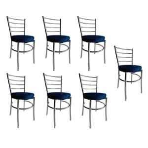 P P Chair Stainless Steel Chrome Finish Blue Multipurpose Dining Chair (Pack of 7)