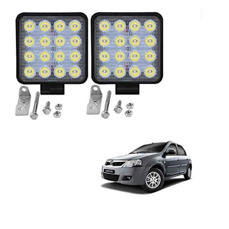 Kozdiko 2 Pcs 48W 16 LED White Bright Beam Square Fog Light Set for Mahindra Verito, koz_92678