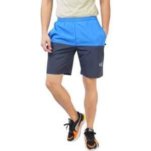 World Sportss Lycra Blend Light Blue & Navy Blue Solid Sports Shorts for Men, SH2XL21LBNB1, Size: 2XL