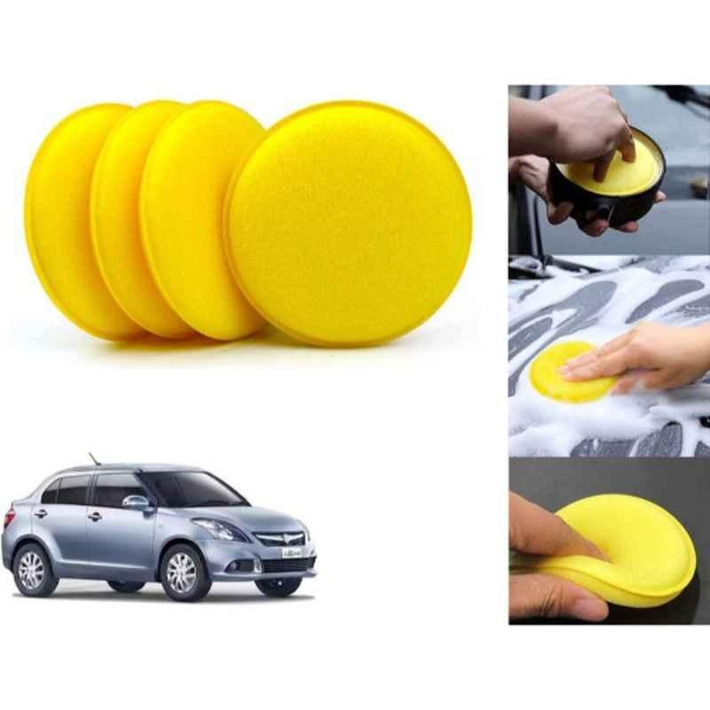 Auto Pearl Polyurethane Beige Washing & Waxing Polish Foam Sponge for Dzire T3 2016-2017 (Pack of 4)