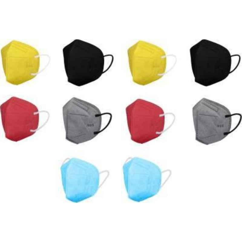 Wellstar 10 Pcs 3 Layer Water Resistant Reusable & Washable Protective Respirator Face Mask Set, MM-4