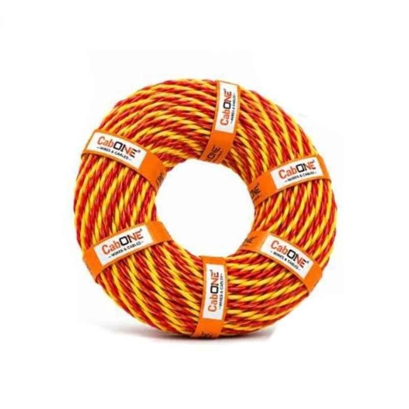 CabONE 10/76 Red & Yellow 2 Core PVC Insulated Twisted Flexible Copper Cable, Length: 45 m