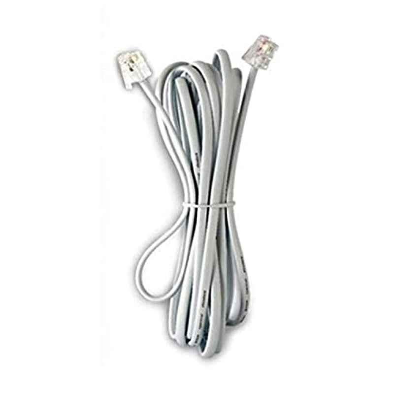 Terminator Us Type Telephone Extension Cord 3 m White- Rj-11 Male Plug With 4 Core Telephone Cable-Terminator