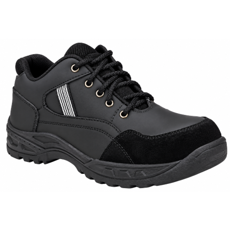 Ozarro Leather Steel Toe Black Safety Shoes, S4424, Size: 6