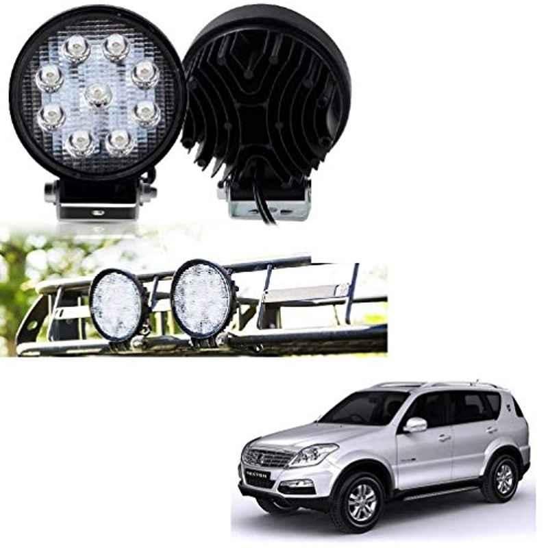 Kozdiko 2 Pcs 27W 4 inch 9 LED Waterproof Round White Fog Light Set with Mounting Brackets for Mahindra Rexton, kozd_20077