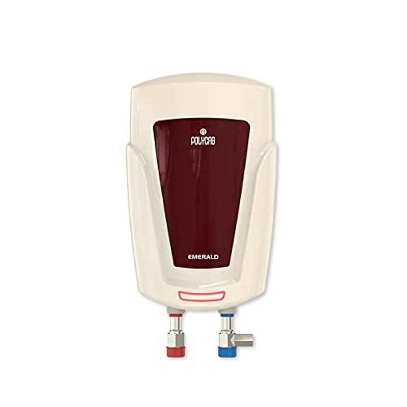 Polycab Emerald 3L 3000W Ivory & Red  Instant Water Geyser, POLY0517
