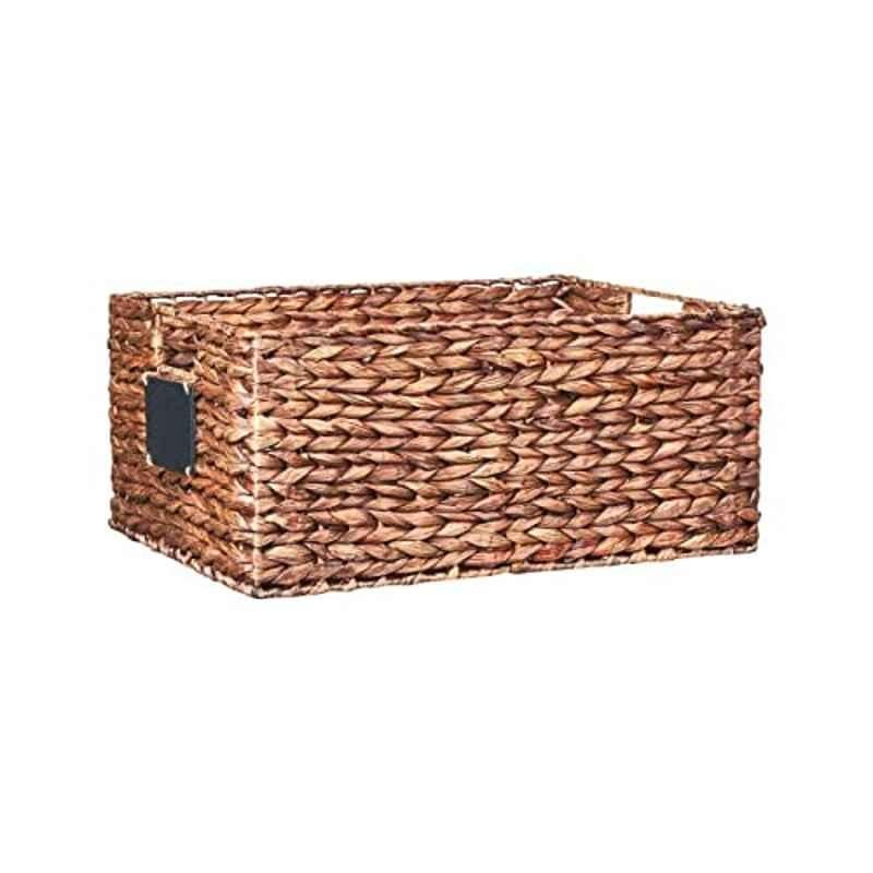 Homesmiths 44x30x20cm Mocha Water Hyacinth Bin with Handle, 706588