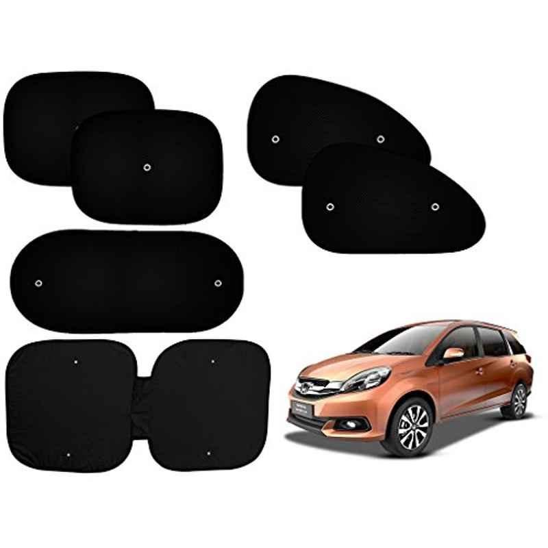 Auto Pearl 6 Pcs PVC & Mesh Black Window, Front & Rear Sun Shade Set for Honda Mobilio