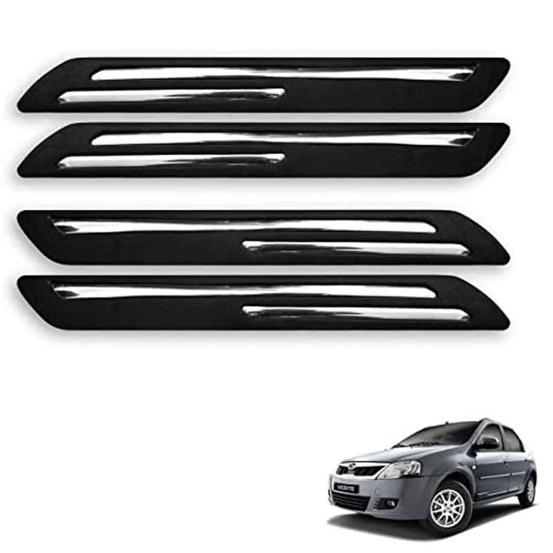 Kozdiko 4 Pcs Rubber Black Double Chrome Strips Car Bumper Protector Guard Set for Mahindra Verito