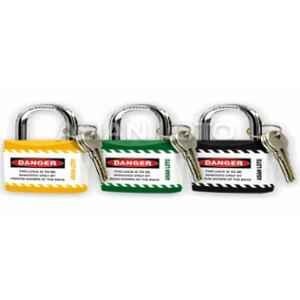 Asian Loto 2 Pcs Metal & Plastic Yellow, Green & Black Regular Shackle Jacket Padlock Set with 3 Keys, ALC-LPR