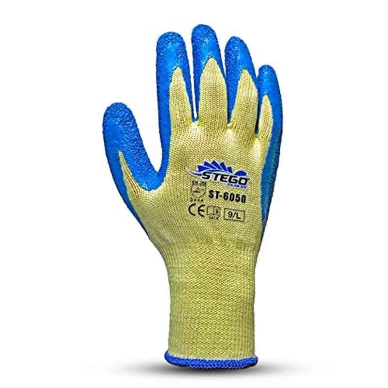 Stego Cotton Yellow & Blue Cut Protection Gloves, ST-6050, Size: XL