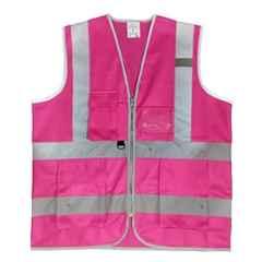 Evion ES-032-PK-XL Polyester Pink Reflective Safety Jacket, Size: XL