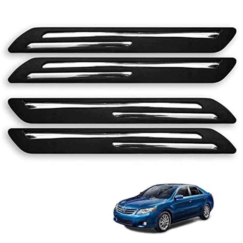 Kozdiko 4 Pcs Rubber Black Double Chrome Strips Car Bumper Protector Guard Set for Toyota Camry