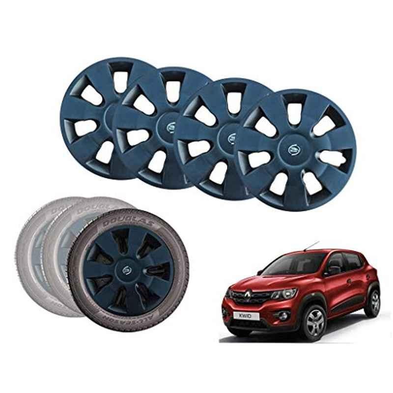 Auto Pearl 13 inch ABS Black Car Hubcap Wheel Cover with Retention Ring Set for Kwid