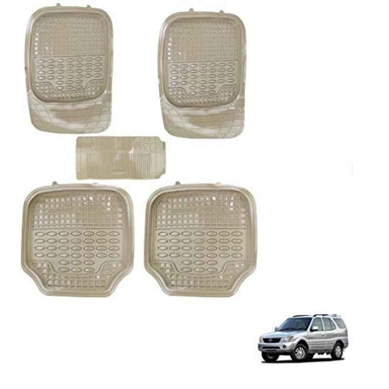 Kozdiko 5 Pcs 4G Beige Rubber & PVC Heavy Car Foot Mat Set for Tata Safari, koz_81082