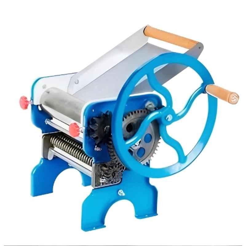 Khushi Udyog Silver & Blue Manual Heavy Duty Noodle Maker Machine with 2 & 4mm Stainless Steel Blade for Spaghetti, Momos & Dough Sheets