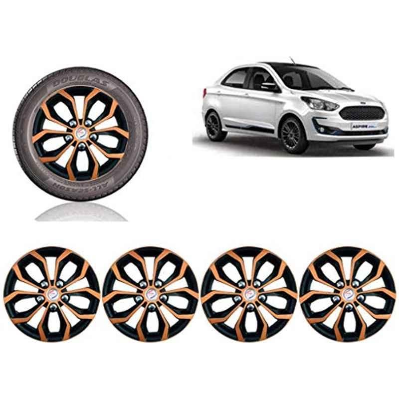Auto Pearl 4 Pcs 14 inch ABS Copper & Black Car Wheel Cover Set for Ford Figo Aspire 2019