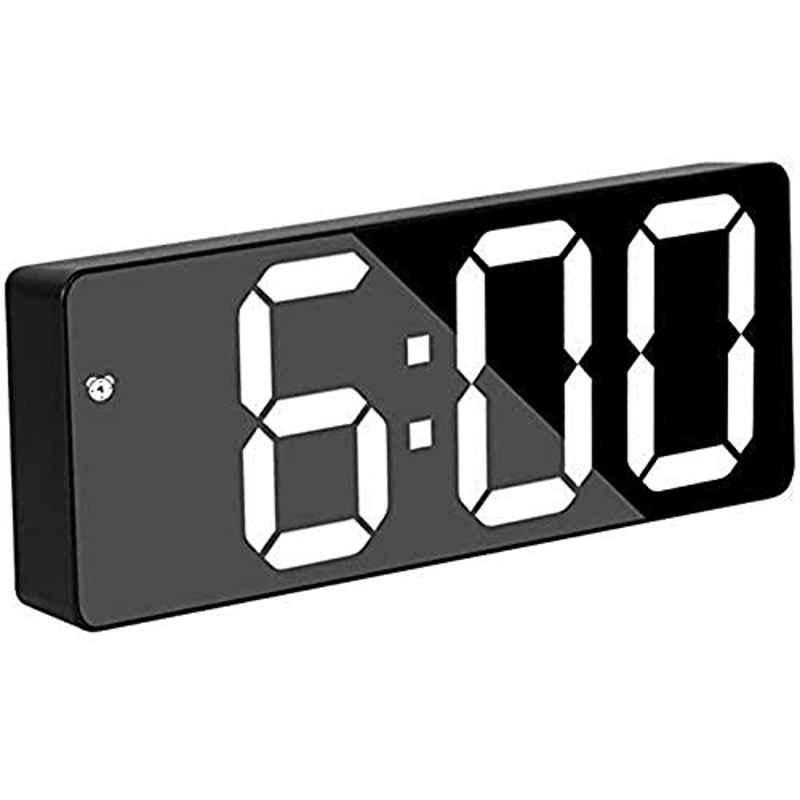 Rubik 16x3.81x6cm Black & White LED Digital Alarm Clock with Snooze, RBGH0712LBW