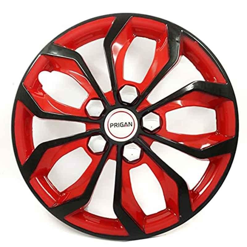 Prigan Vision 4 Pcs 14 inch Black & Red Press Fitting Wheel Cover Set for Ford Figo T1