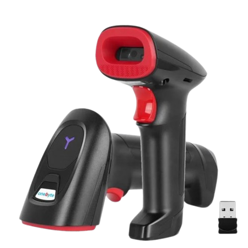 Onebyte 640×480p 135mA Black & Red Barcode Scanner with USB & RS232 Connectivity, BS-i200BT