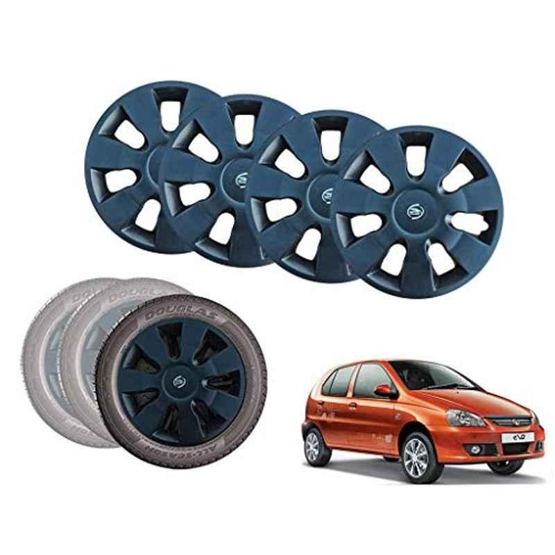 Auto Pearl 13 inch ABS Black Car Hubcap Wheel Cover with Retention Ring Set for Indica