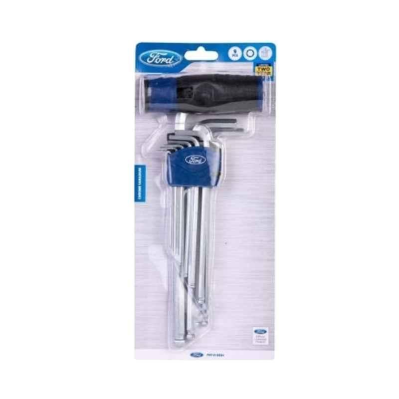 Ford 9 Pcs CrV T-handle Ball Point Hex Key Set, FHT-H-0034