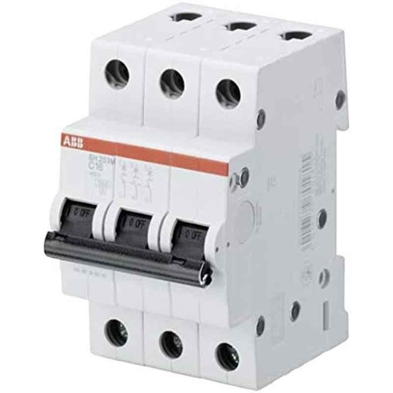 ABB SH203M-C6 6A 10kA Type-C Three Pole Miniature Circuit Breaker, 2CDS273011R0064