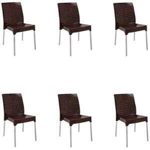 Italica Polypropylene Standard Brown Plasteel Chair without Arm, 1206-6 (Pack of 6)