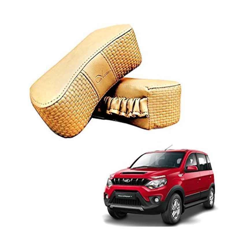 Kozdiko 2 Pcs Memory Foam Beige Luxurious Neck Rest Set for Mahindra Nuvo Sport, koz_27328